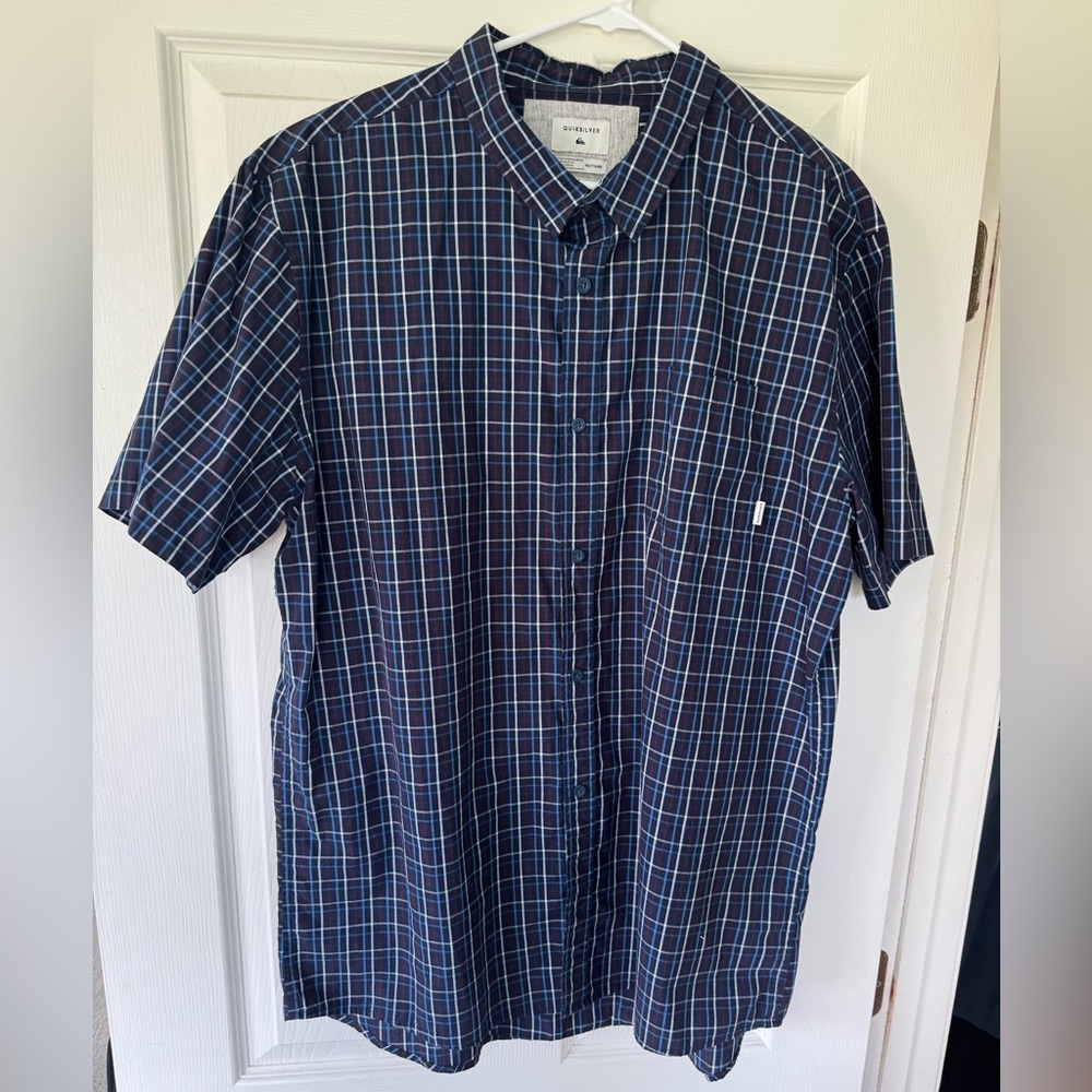 Men's Quiksilver, XXL, Blue Plaid Shirt